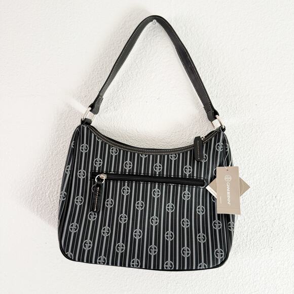 Giani Bernini Shoulder Bag Striped classic monogram purse black - Picture 2 of 3